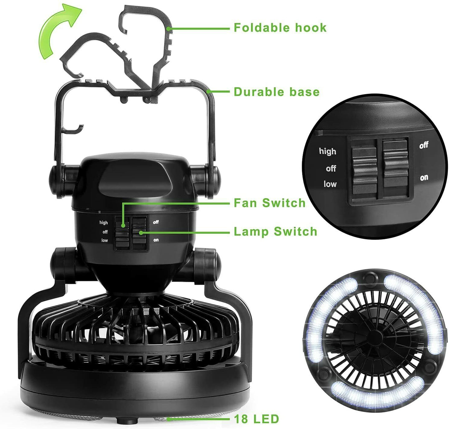 Portable Tent Light and Fan Combo