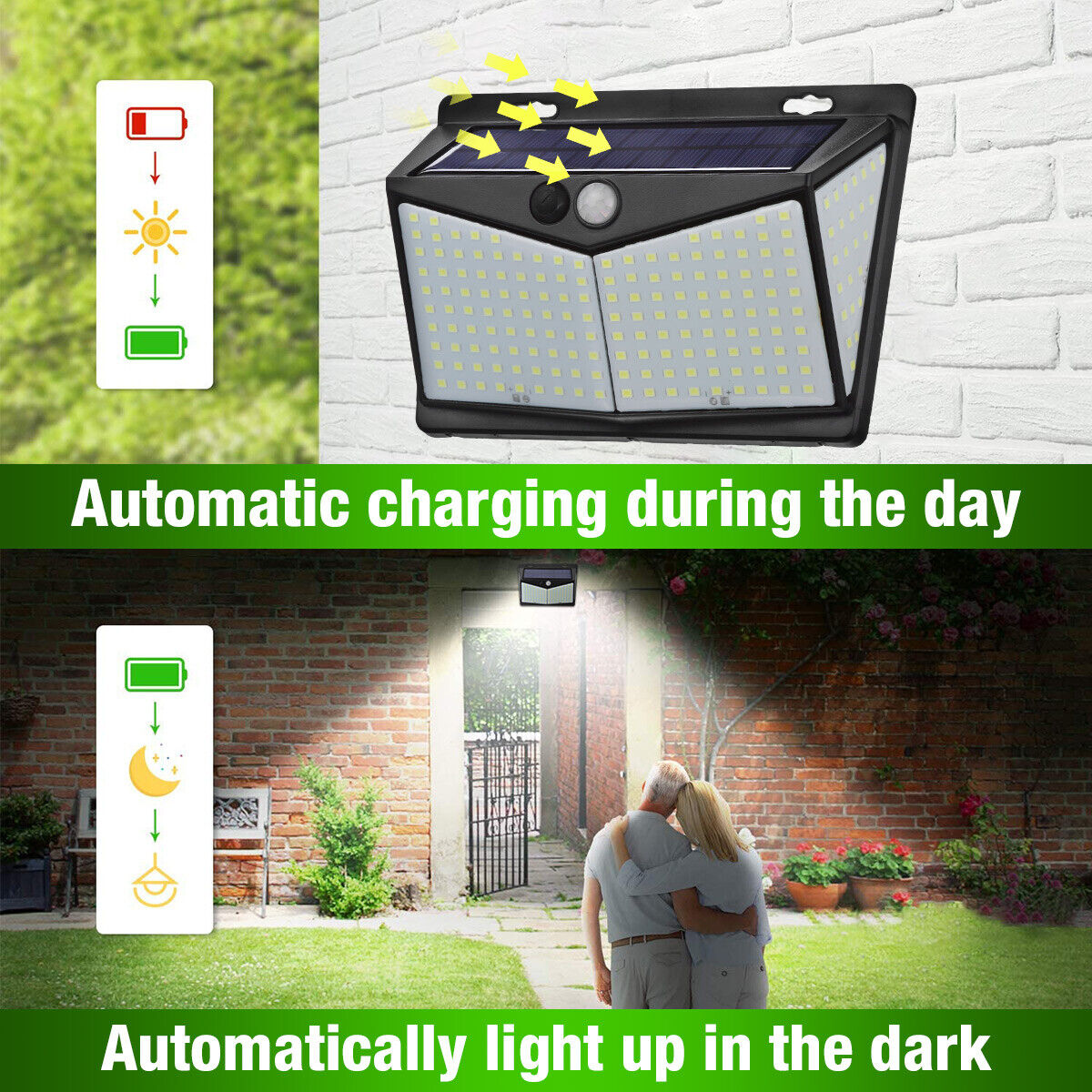 208 LED Motion Sensor Solar Power Light