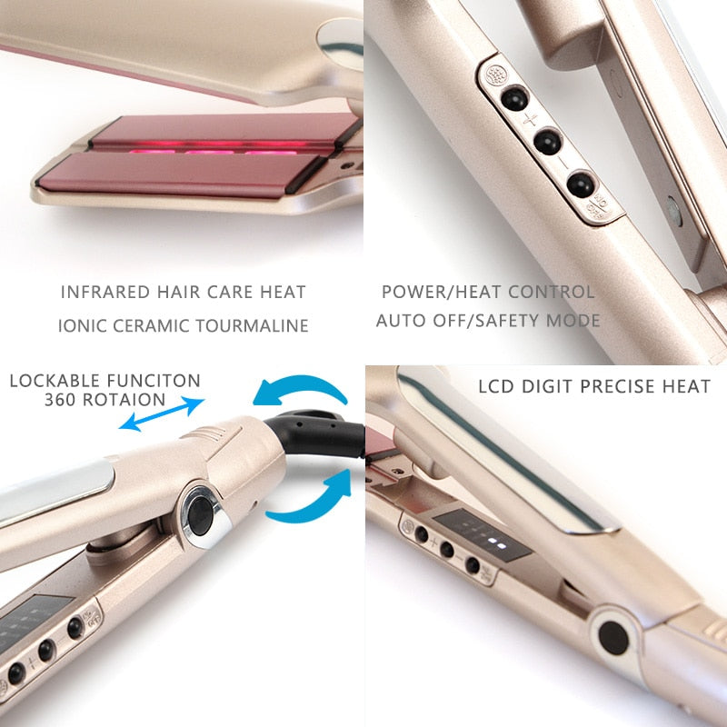 2-in-1 Infrared Steam Hair Straightener and Curling Iron