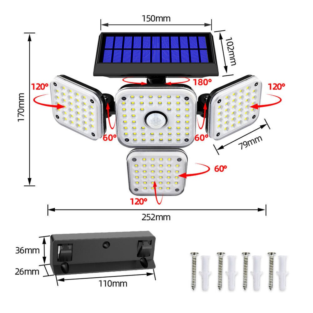 144 LED Motion Sensor Outdoor Security Light